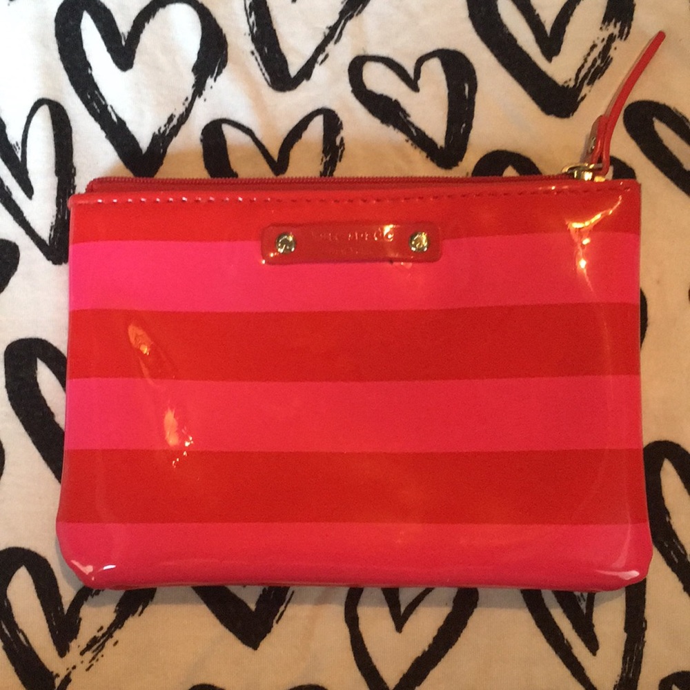 Pink/Red Striped Faux Patent Leather